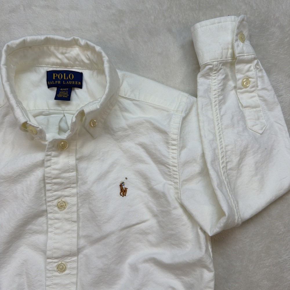 Polo Ralph Lauren Boys Oxford Button Down Shirt White 4T Preppy School Uniform